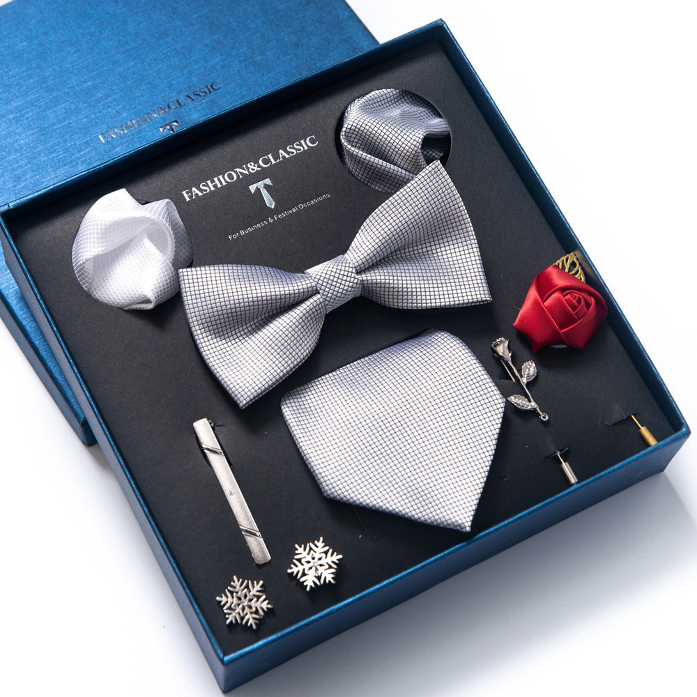Men's tie gift box set in Silver Grey