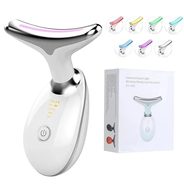 LumiGlow Pro Neck Massager — Reduce Double Chin and Neck Lines with LED and EMS