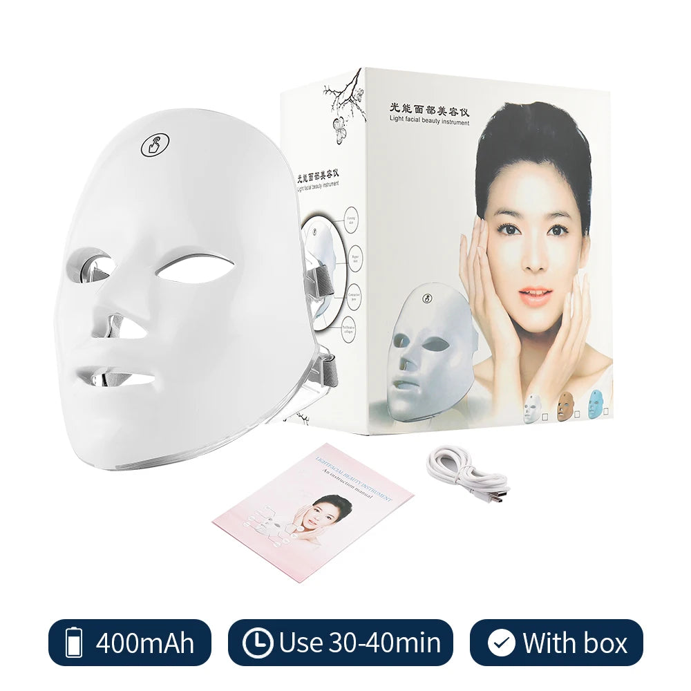 AgelessGlow LED Face Mask — 7-Colour Light Therapy for Home Use