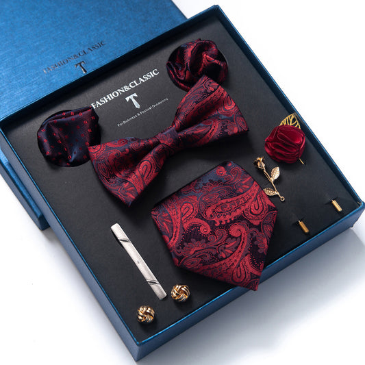 Men's tie gift box set in Red Paisley