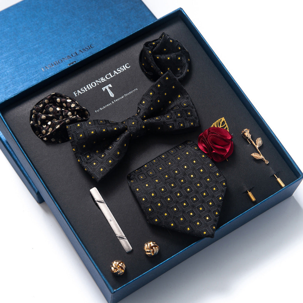 Men's tie gift box set in Black & Gold Dot
