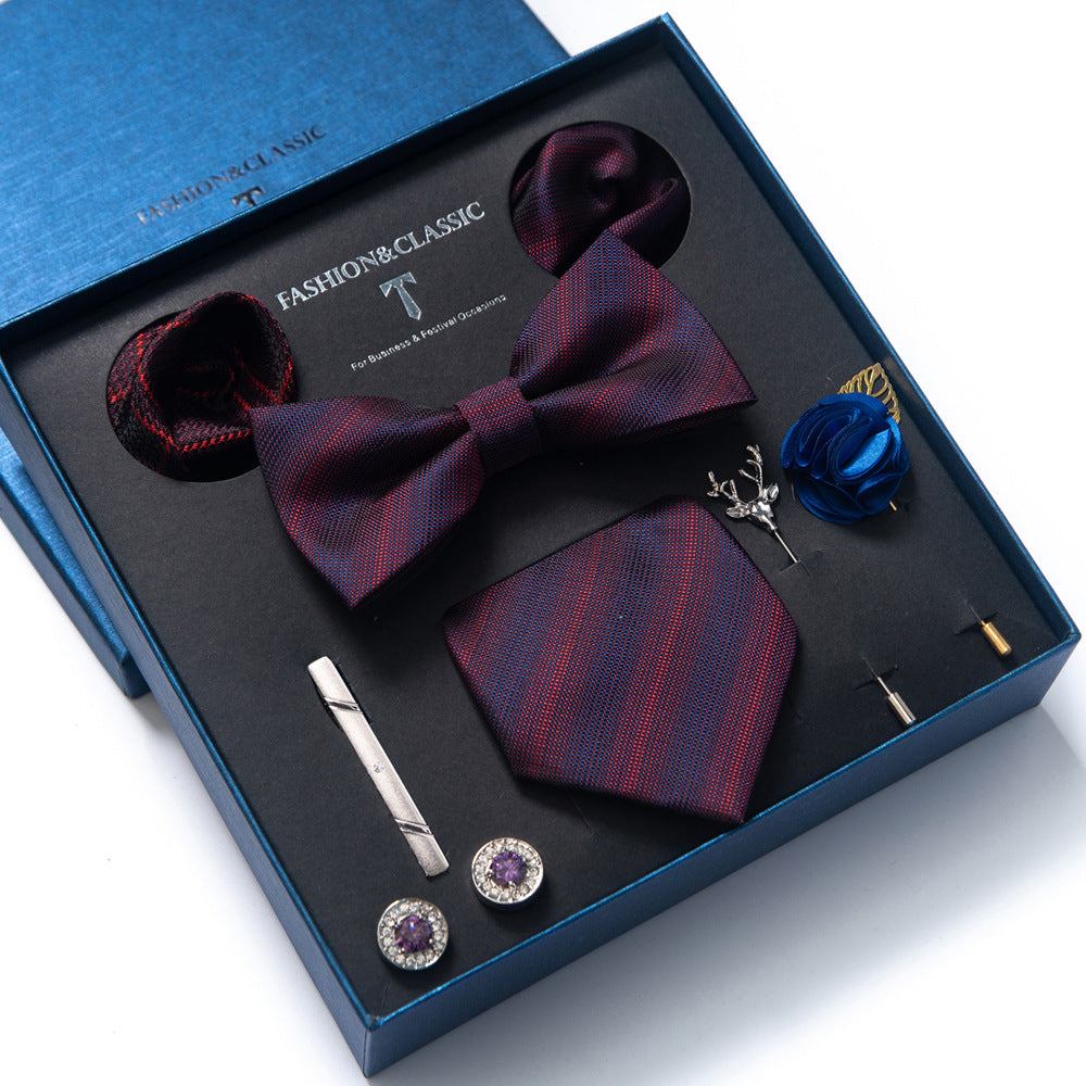 Men's tie gift box set in Wine Stripe