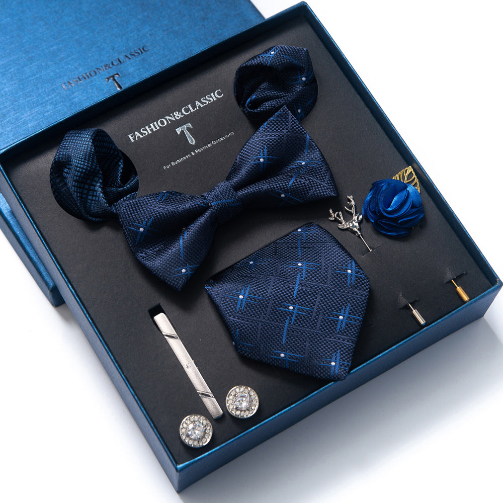 Men's tie gift box set in Midnight Blue Dot