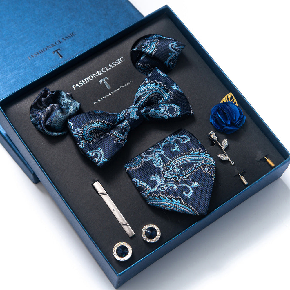 Men's tie gift box set in Navy Paisley