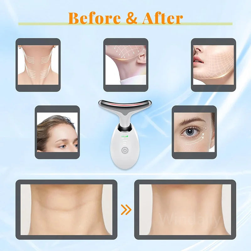 LumiGlow Pro Neck Massager — Reduce Double Chin and Neck Lines with LED and EMS