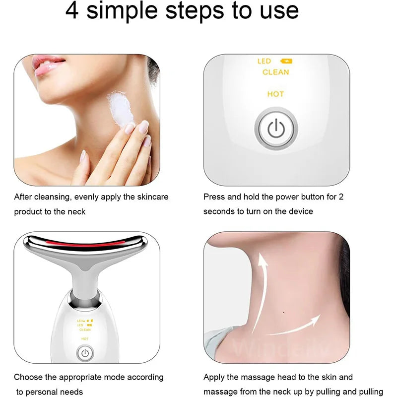 LumiGlow Pro Neck Massager — Reduce Double Chin and Neck Lines with LED and EMS