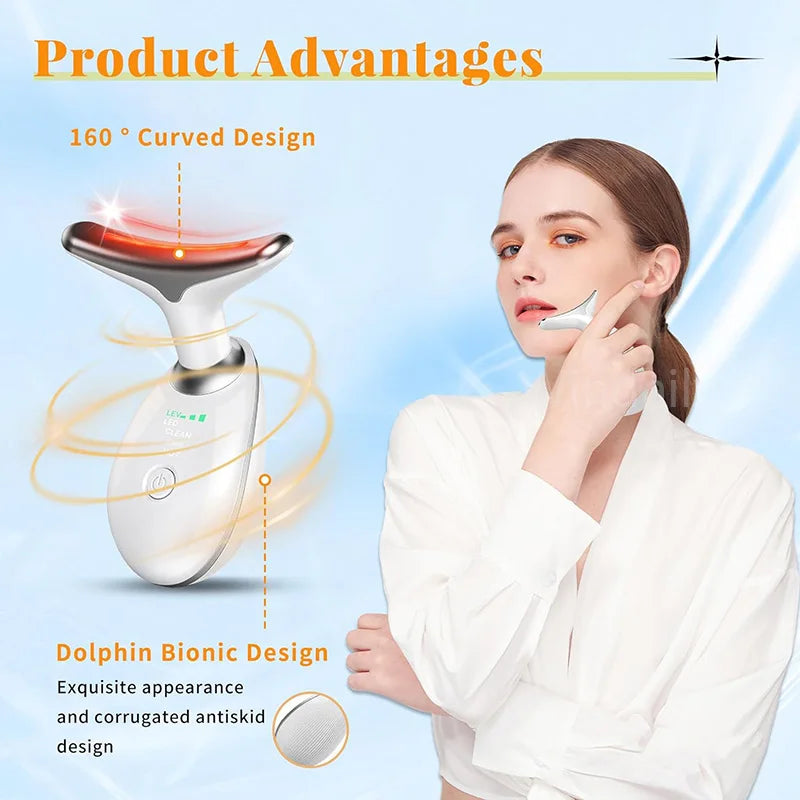 LumiGlow Pro Neck Massager — Reduce Double Chin and Neck Lines with LED and EMS