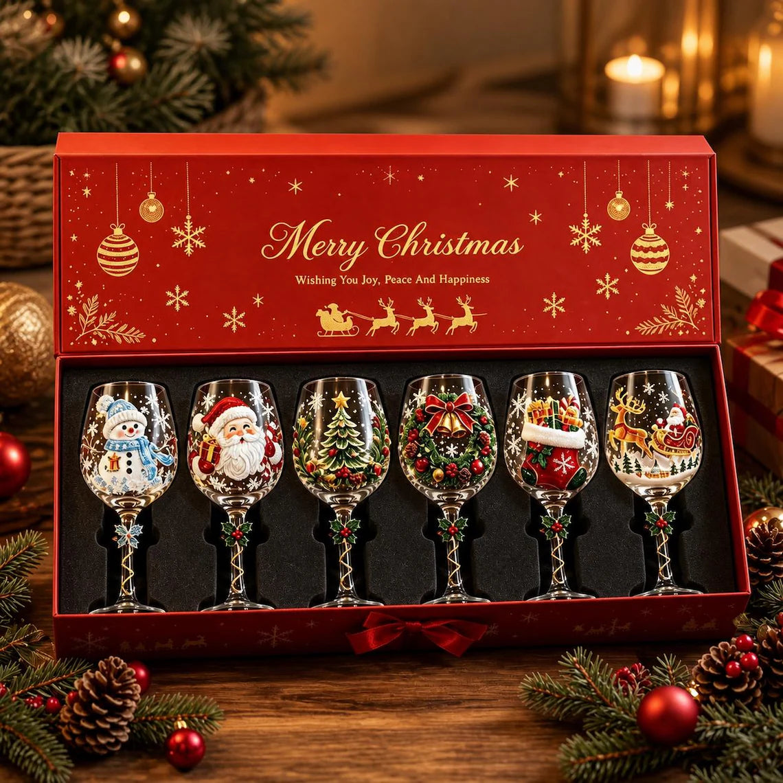 Christmas 3D Wine Glass Set